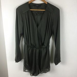 Guess | Long Sleeve Green Lace Romper Size S